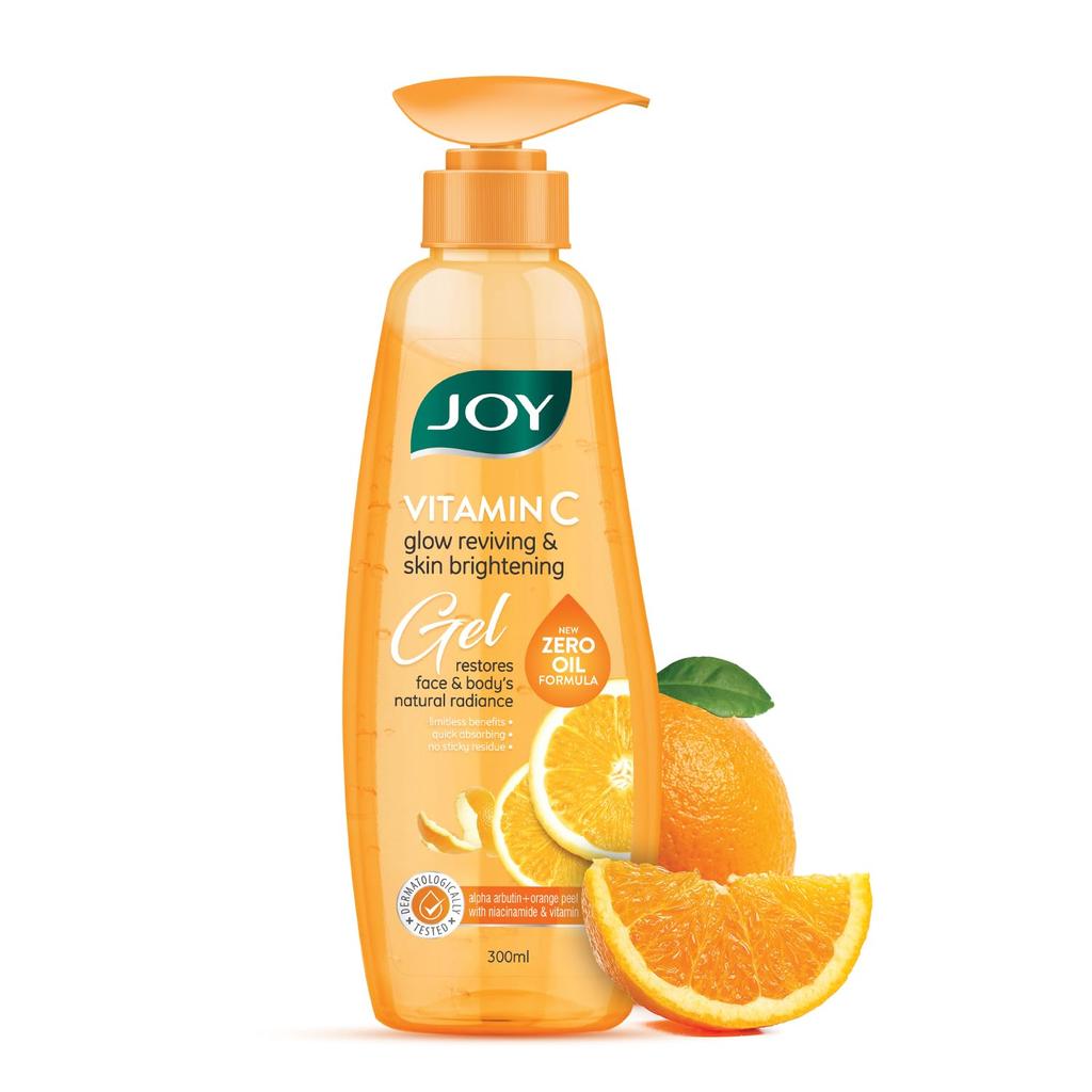 Joy Vitamin C Gel 300 ml | Glow Reviving & Skin Brightening Gel for Face & Body | Anti Tan Sun Protection Moisturizer
