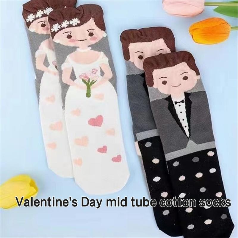 Hochzeits-Crew-Socken Geschenk Cartoon Brautpaar-Muster Baumwollsocken Verheiratete Dekoration Verlobung Flitterwochen Unverzichtbares Geschenk