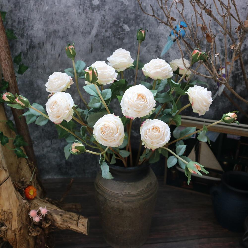 5PCS Artificial Roses Silk Flowers Real Touch Realistic Roses Bouquet Long Stem for Home Wedding Party Valentine's Day Mother's Day Table Decoration