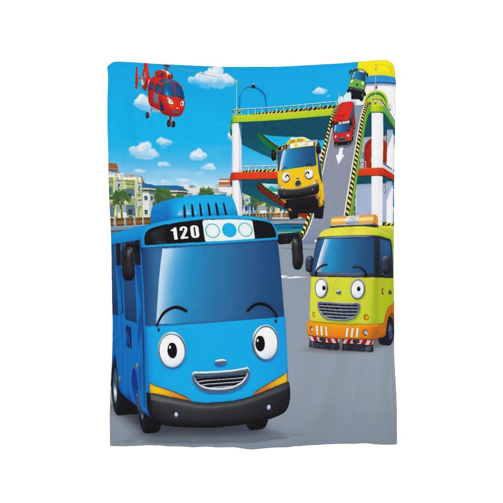 Coperta Go Buster Cartoons Tayos Little Bus Coperta in Flanella Coperta da Viaggio in Aereo Stampata Ultra Morbida Calda Copriletto