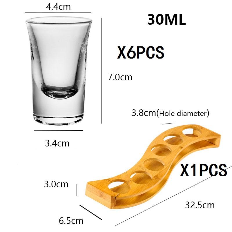 6pcs 30ml Shot Glass Set Heavy Base Clear Double Whisky Brandy Vodka Rum Tequila Glass Cup Bar Party Wine Glasses Creative Gifts