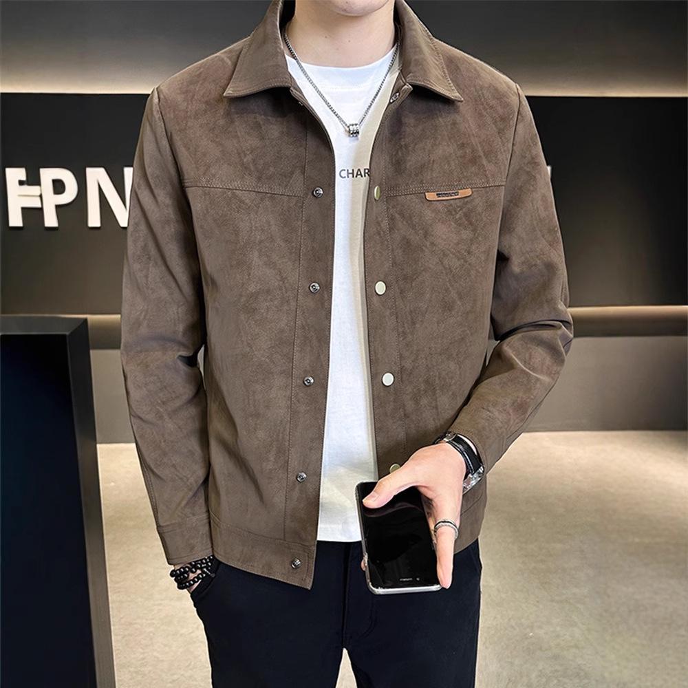 

Men s 2024 Trendy Punk Jacket: High-End Turn-Down Collar Coat for Autumn and Winter 3XL чорний