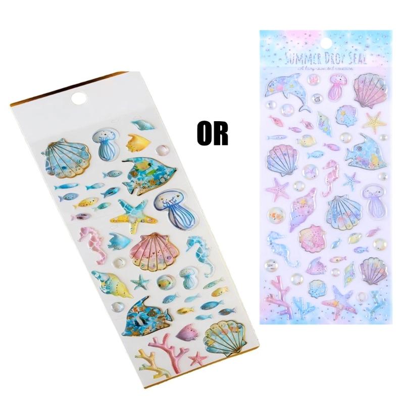 

Marine Creature Embossed PVC Sticker Children Reward Sticker For Notebook Journal Phone Case Kids Room Wall Decoraiton