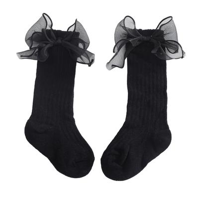 Baby Spitze Schleife Wadenlange Socken Neugeborene Baumwolle Gestrickt Atmungsaktive Socken Babysocken 0-3 Jahre