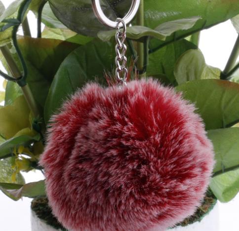 8CM Fluffy Rabbit Fur Ball Key Chain Cute Candy Colors Pompom Artificial Rabbit Fur Keychain Women Car Bag Key Ring