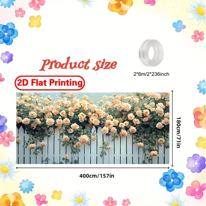 2D flat printing, 1 piece of 2D large polyester garage door banner - Party banner with floral white wall theme designDJH