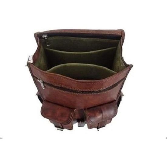 Goat Leather Bag Backpack Rucksack Laptop Vintage Brown Genuine Travel New Men'sc