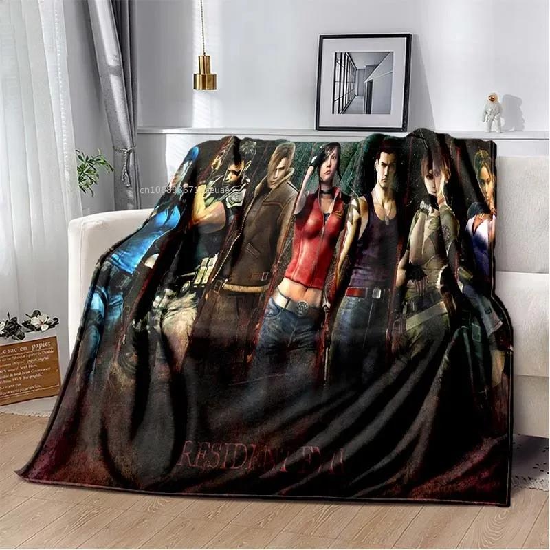 R-Resident Evil Game Gamer Soft Plush Blanket Leon Ada Red Umbrella Blanket for Living Room Bedroom Bed Sofa Picnic Office Cover