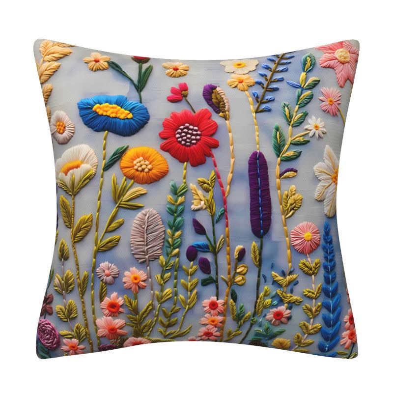 Velvet Throw Pillow Covers Floral Orange Red Botanical Pillowcases for Living Room Bedroom Sofa Bed Decoration Cushion Cover