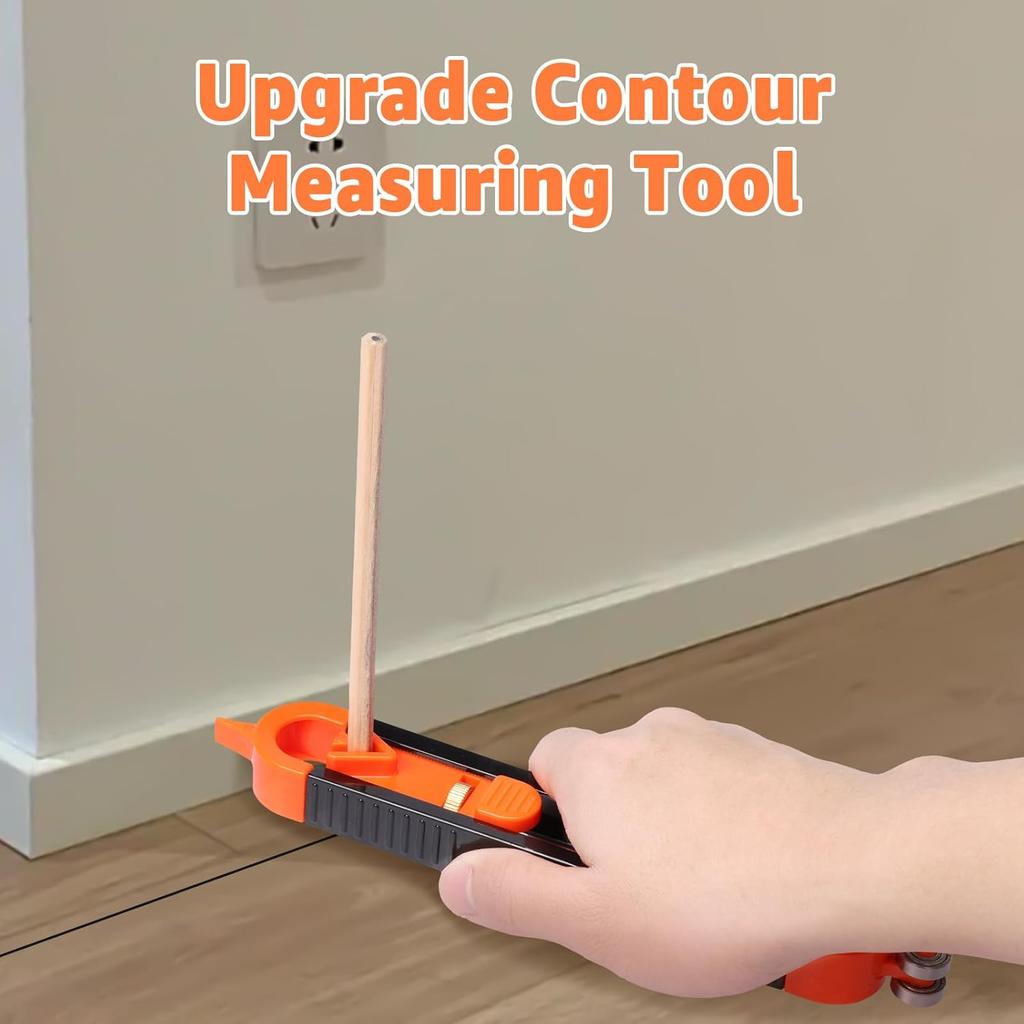 2Pcs Precise Contour Scribe Tool, Adjustable Contour Gauge Tool with Pencils and Lock, Woodworking Edge Corner Measuring Scribing Tool, Irregular