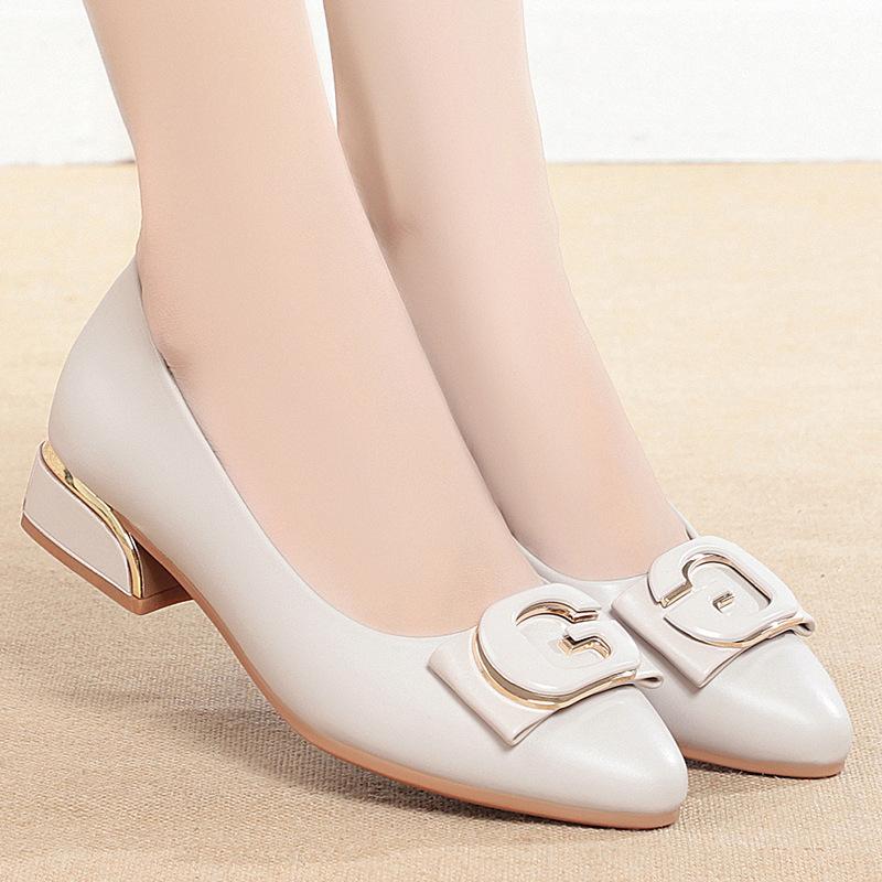 

Женские простые милые легкие черные туфли на квадратном каблуке с кристаллами Женская мода Комфортные туфли-лодочки Grace Soft Leather Mid Heels 37(Foot23.5cm)