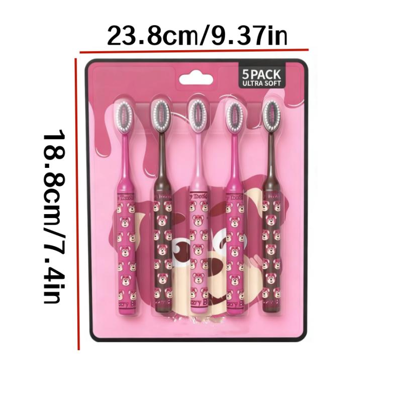 5/10Pcs Cherry Bear Mountain-Shaped Soft Bristle Toothbrush for Adults, Manual Toothbrush, Best Gift for Christmas, Hal New Year, Birthday