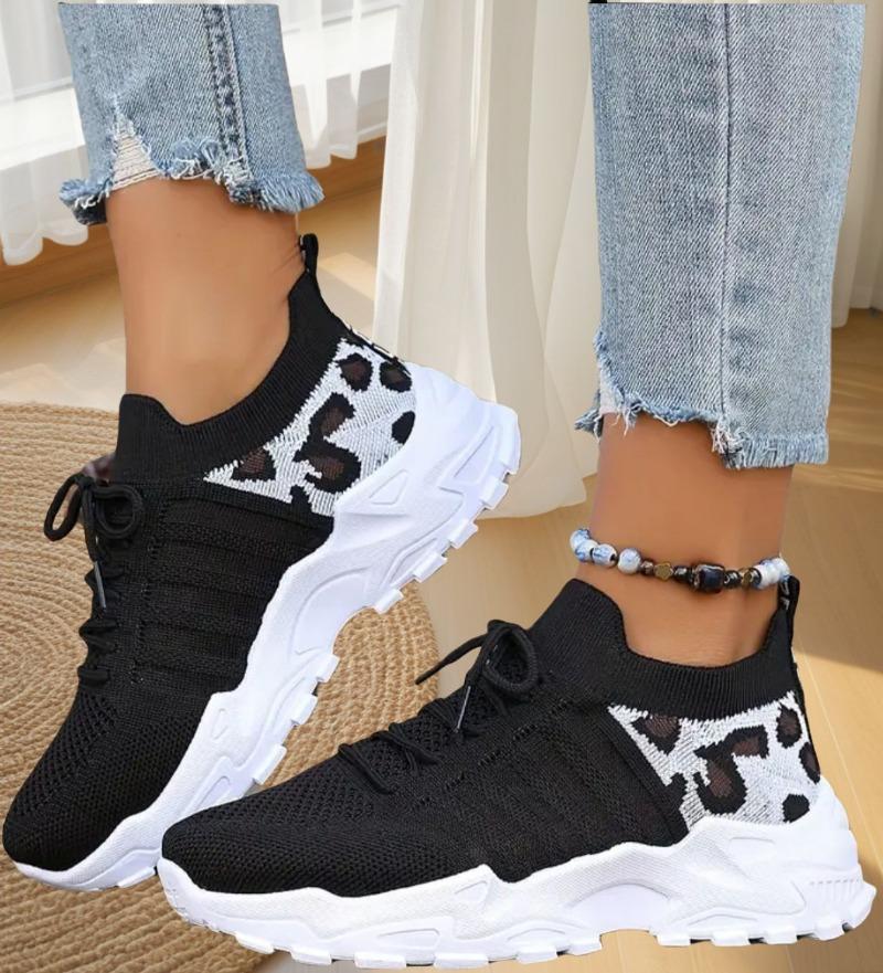 Fashion High-quality Sports Shoes for Women Lightweight Breathable Women's Casual Sneakers Platform Sneakers Leopard Print White Shoes