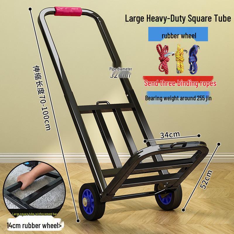 Carrinho de Mão Dobrável: Carrinho de Bagagem Portátil e com Suporte de Carga para Compras e Mercearia