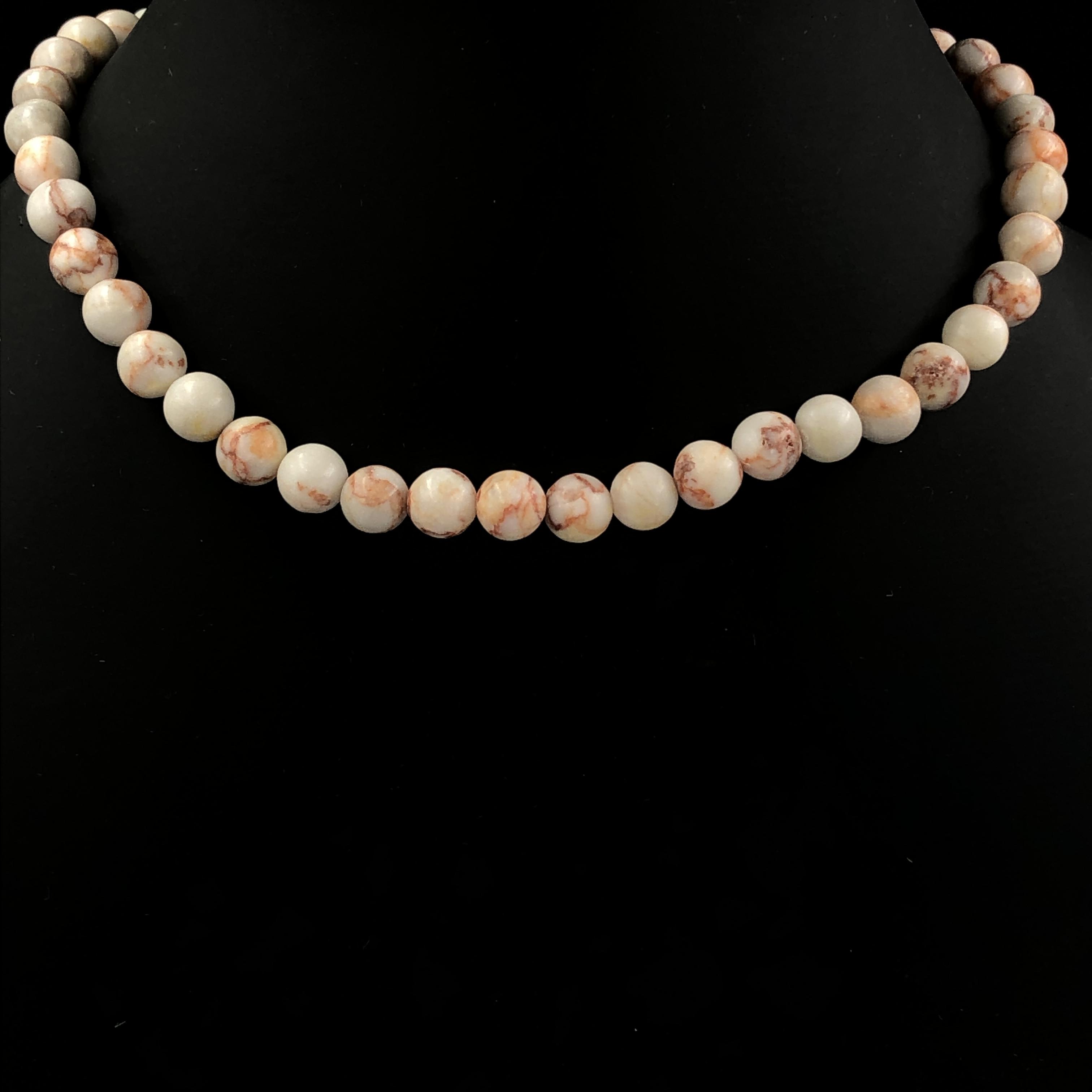 8mm Natural Red Web Jasper Gemstone Round Beads Handmade Choker Designer Necklace 17-20 For Wedding Gift 8BN-61