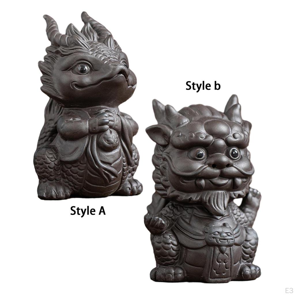 Figurine Mini Tea Pet Ornament ,Chinese Miniature Statue Year for Accessories