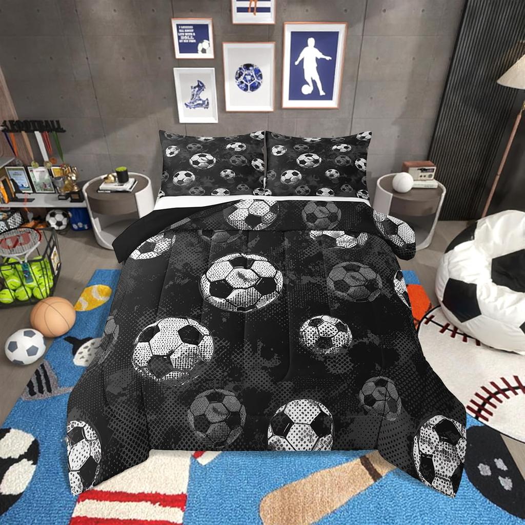Erosebridal Twin Comforter Set for Boys Baseball Bedding Basketball Comforter Soccer Bedding Set for Teens Football Comforter Set with 1 Pil