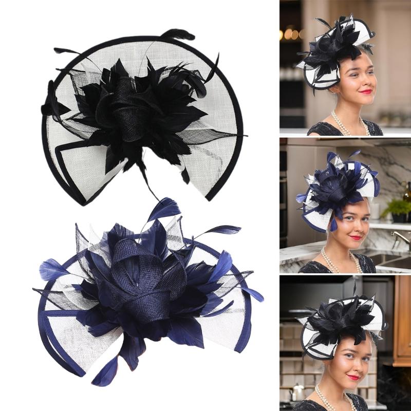 Vintage Fascinator Women Headbands Flower Teas Party Headwear Romantics Handmade for Weddings and Parties