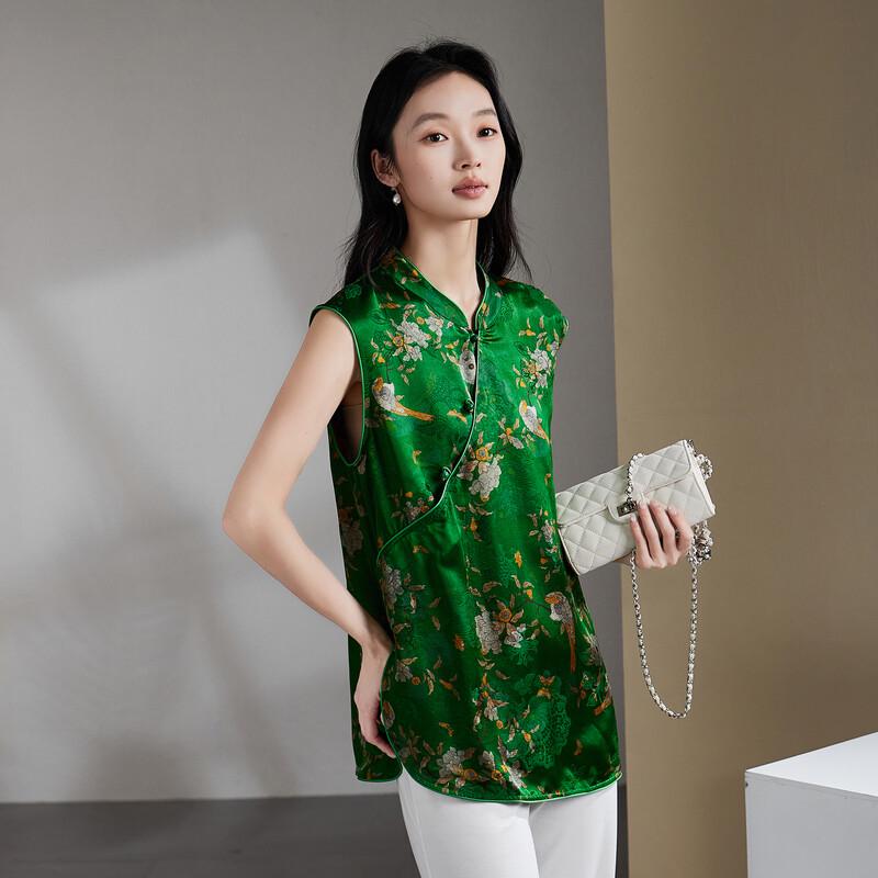 SOFSIL Women s Silk Blend Floral Sleeveless Blouse L
