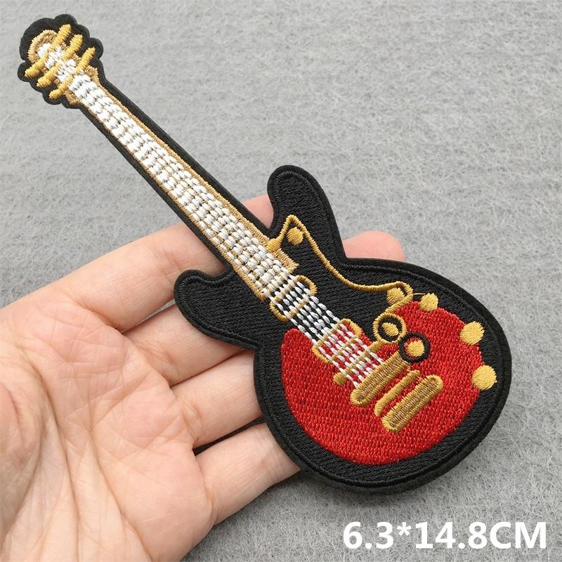 Music Optical Disc Embroidered Rock Patches On Clothes Headset Guitar Stripes Iron On Patches For Clothing Diy Appliques