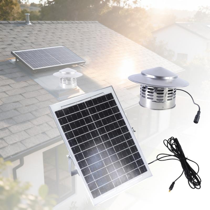 Solar Roof Ventilator 110mm Duct With 15W Solar Panel For Greenhouse Kitchen Bathroom Energy Efficient Low Noise