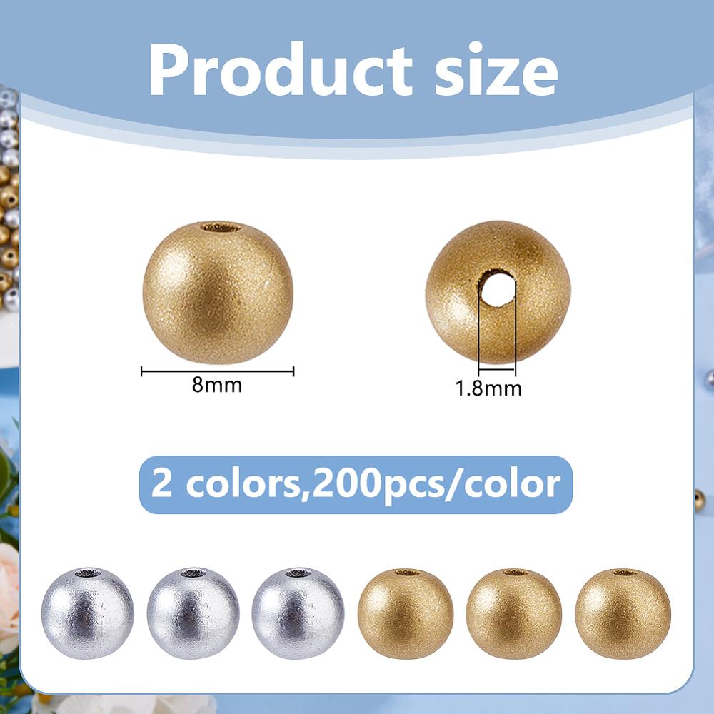 400Pcs 2 Colors Matte Style Spray Painted Acrylic Beads Round Mixed Color 8x7.5mm Hole: 1.8mm 200pcs/color
