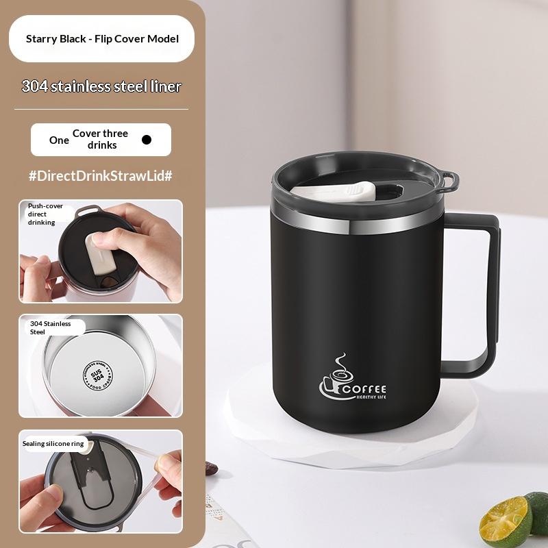 304 Stainless Steel Double Wall Insulated Coffee Mug with Handle 6 Hour Heat Retention for Commute Travel Use 1PC