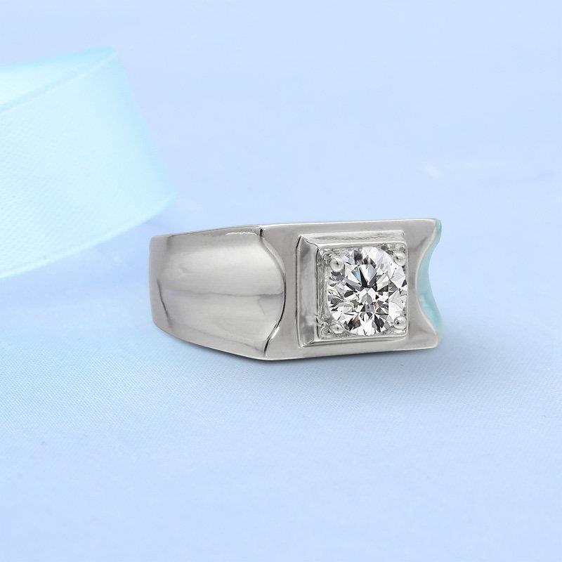 Pierścionek Męski Hipster Luksusowy Prosty Casual Dominujący Trend Pierścionek z Diamentem Jednokaratowy Imitacja Diamentu Mozambijskiego Pierścionek Męski Biżuteria