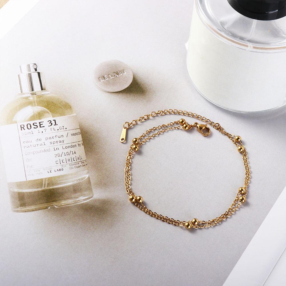 Titanium Steel Double-Layered Trending Anklet Bead  Unique   Women