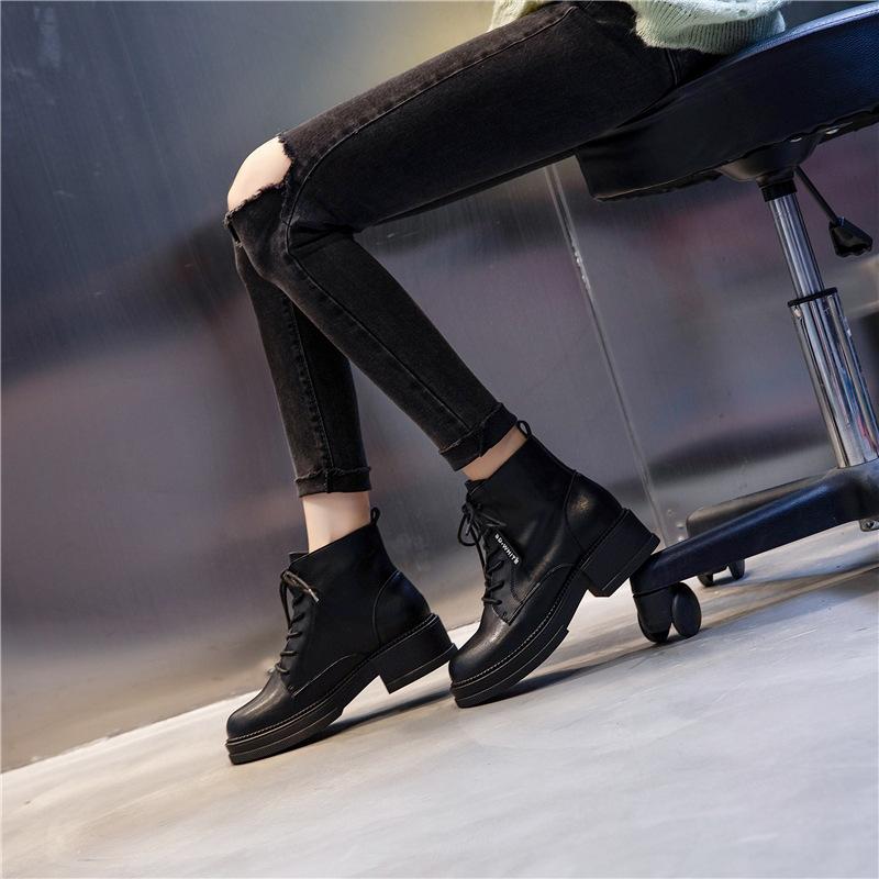 Leather Martin Boots 2025 British Style Boots Season Mid Tube Retro Thick Heel Short Boots Trendy Explosion