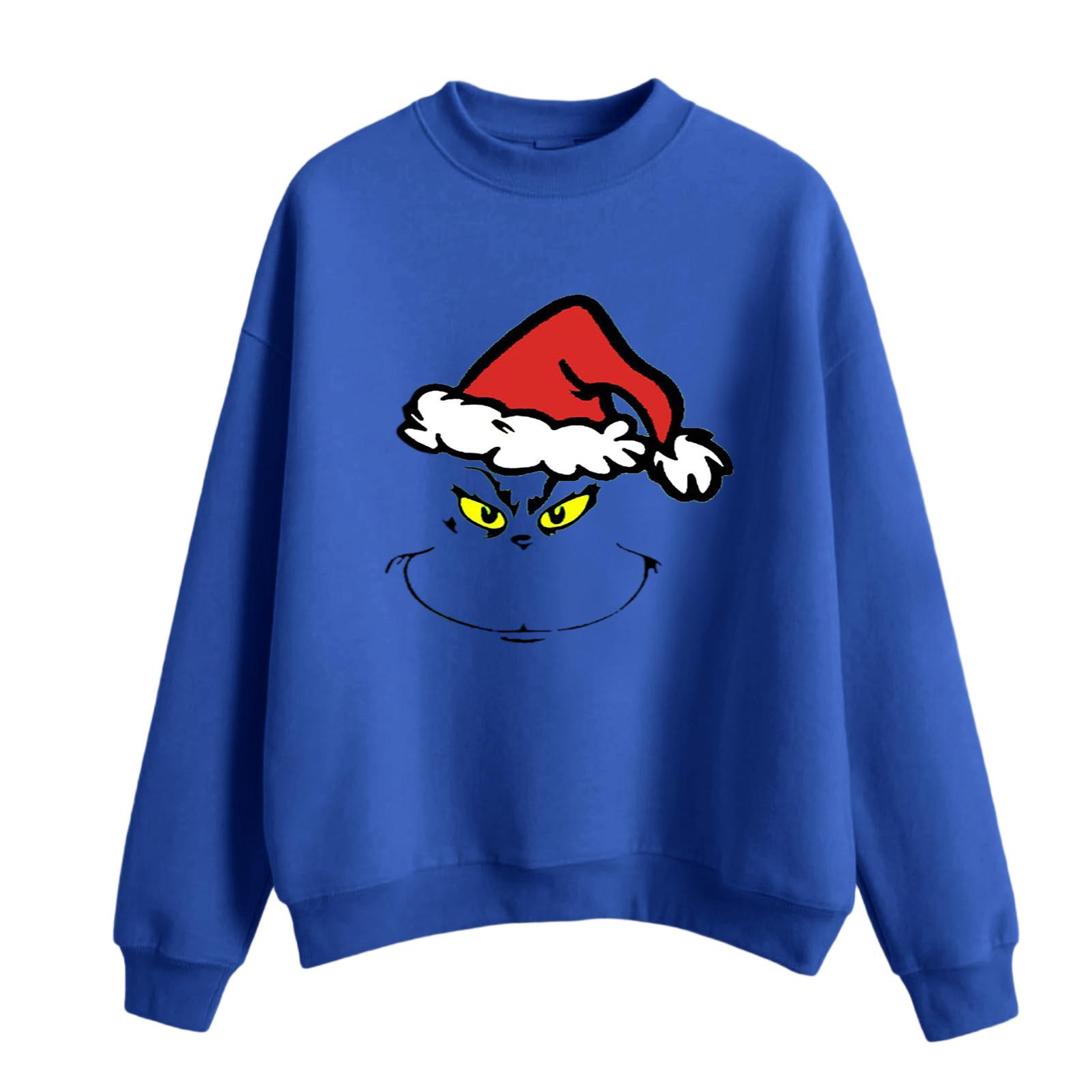 

Женский модный повседневный свитшот с круглым вырезом и длинными рукавами с рождественским принтом S