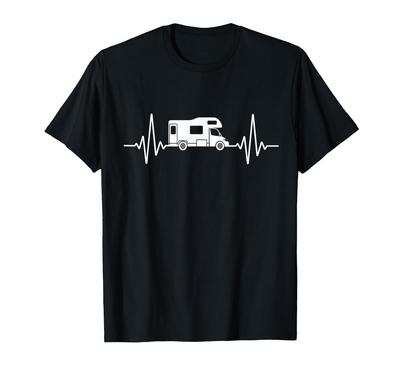 Camiseta Camper Batimento Cardíaco Camping Caravana Camper
