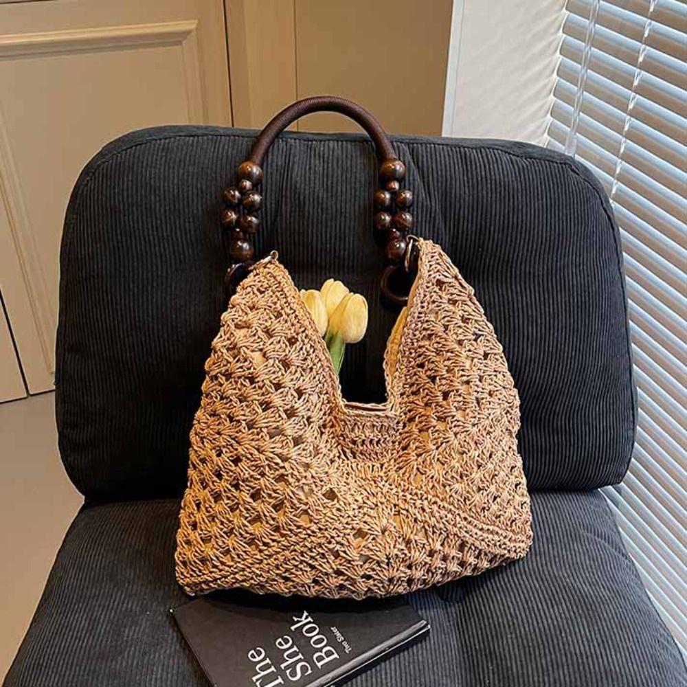 Beach Handbag Straw Woven Bag Tote Bag Hollow Shoulder Bag Fashion Bohemian Beach Bag  Holiday
