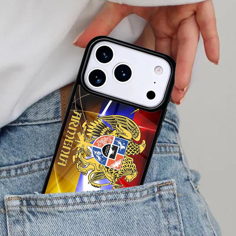 Armenian Coat Of Arms Flag Phone Case for iPhone 16e 15 14 13 12 17 Pro Max Plus Air 17pro Cover Coque