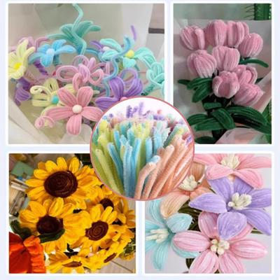 200 Pcs Pipe Cleaners Craft DIY Pipe Cleaner Flower Making Kit Colored Chenille Stems Bulk with Floral Wires Gardening Tape for Art Craft Supplies