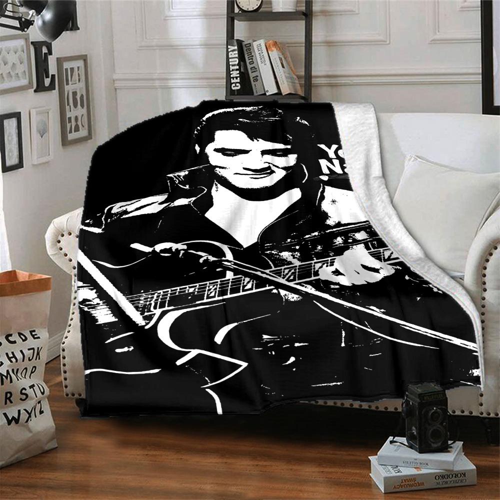 Elvis Presley Customize Text Blanket Cozy Personalized Blanket Comfortable Perfect for Bed Living Room Office Picnics All-Season Use