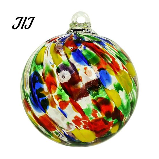Artistic Indoor Outdoor Decor Hand Blown Glass Ball Ornament, Colorful Christmas Hanging Decoration Reflective Baubles for Tree, Window, Patio,