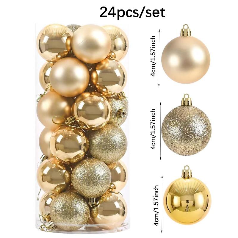4Cm Christmas Balls Ornaments 24Pc Green Colorful Shatterproof Christmas Tree Diy Decoration Hanging Ball For Xmas Party Wedding