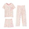 Summer Cute Cartoon Pajamas Female Lingna Belle Ins Spring and Autumn Thin Short-sleeved Three-piece Set Can Be Worn Outside Loungewear