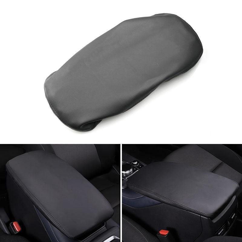 Black Microfiber Leather Car Styling Interior Center Control Armrest Box Cover Trim For Mazda CX-30 CX30