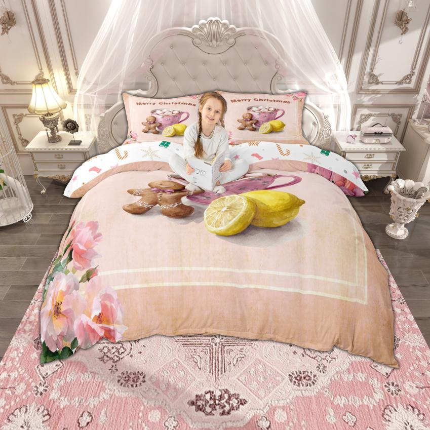 Homewish Kawaii Gingerbread Duvet Cover Set for Kids, Girls Christmas Gifts Bedding Set, Merry Xmas Bed Set, Room Decor