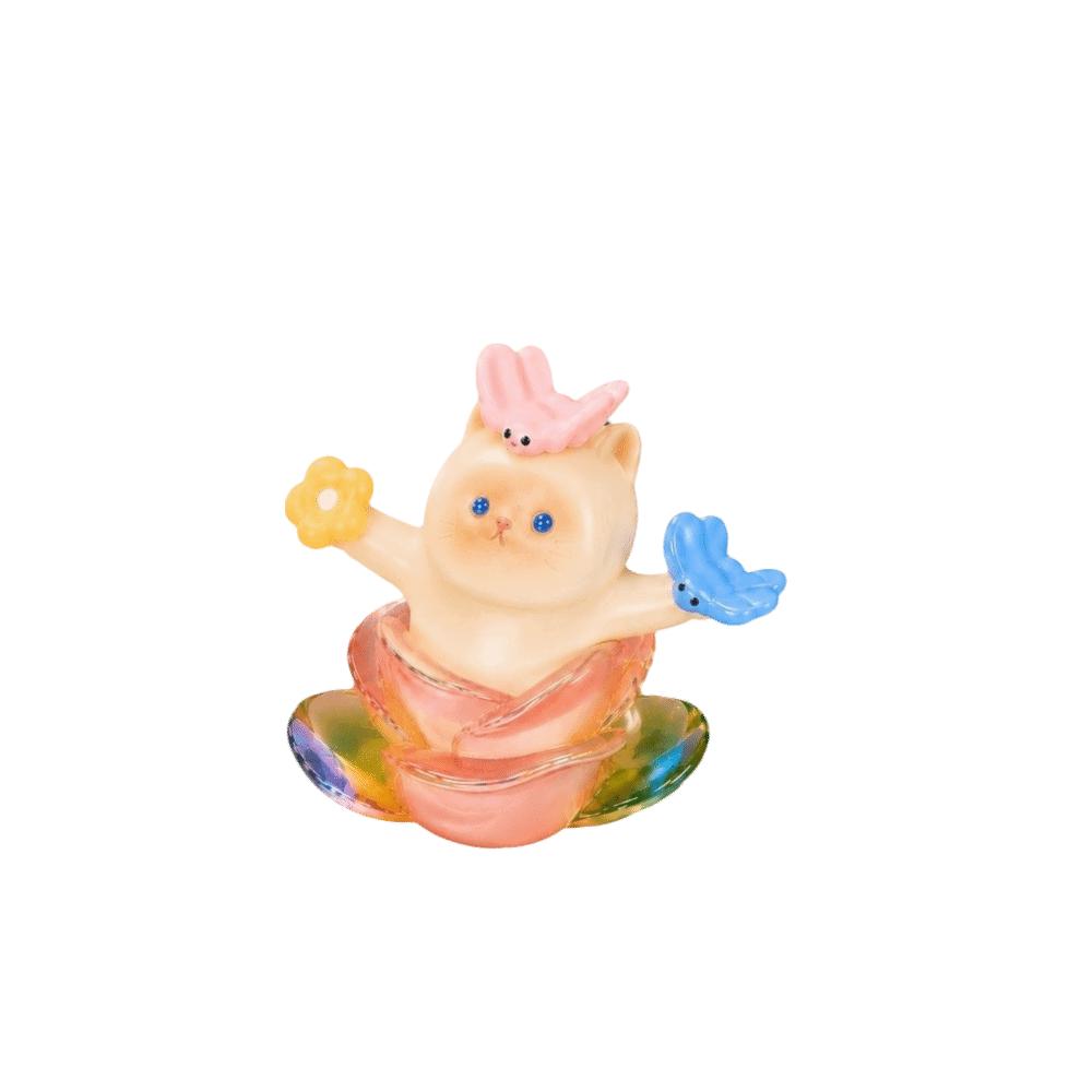 Cartoon Rotatable Car Ornament Ceramic Car Dashboard Ornament Novelty Cute Cat Statue Home Decor