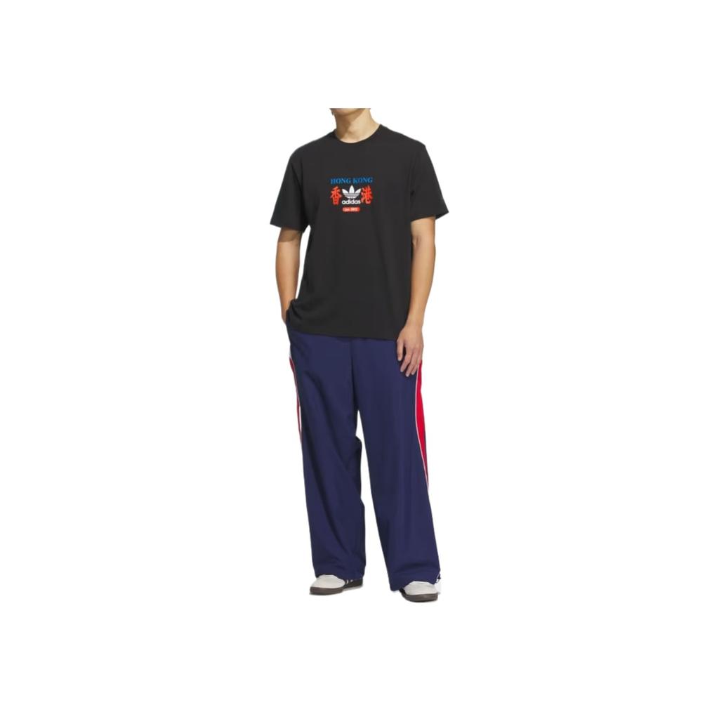 adidas Originalt HK-merke T-skjorte (Asia Dimensjonering) Svart Unisex Streetwear KA9725