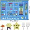 My First Daily Calendar Felt-Board for Toddlers 100x70cm Today Calendar Chart Hanging Board for Wall Date Weather Season Month