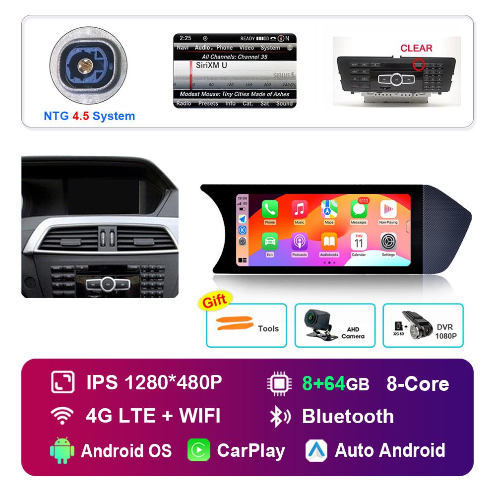 8.8 Inch for Mercedes Benz C Class W204 2011-2014 NTG 4.5 System Android Car Radio Multimedia Player GPS HD Touch Screen GPS