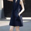 Women's V-Neck Linen Cotton Short Jumpsuit