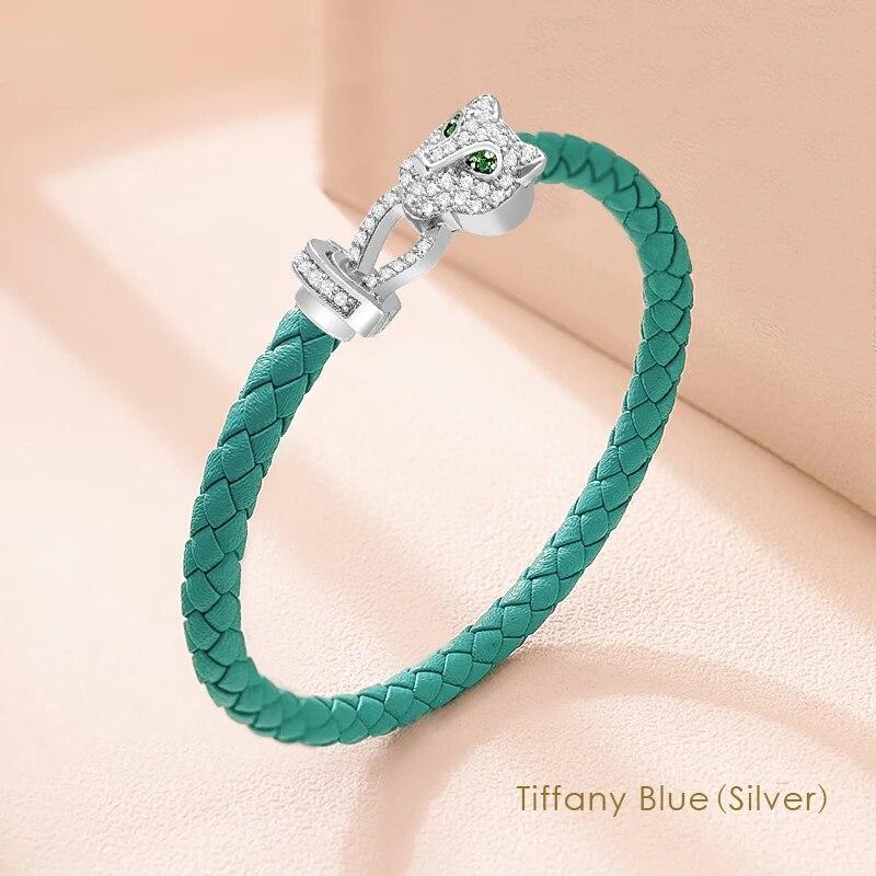 Bracciale in Corda Lavorata a Maglia con Fibbia a Ferro di Cavallo per Donna, Set con Squisiti e alla Moda Gioielli Zirconi Regalo