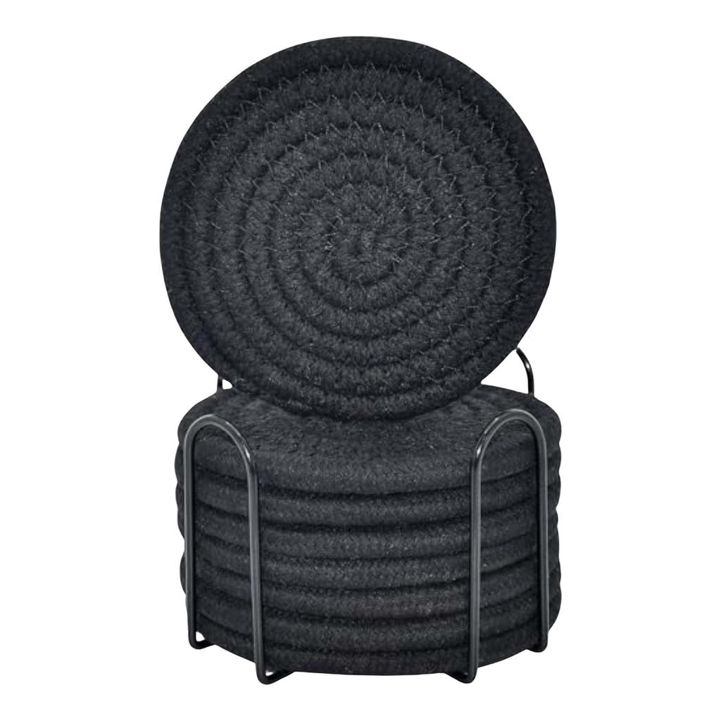 Cotton Rope Placemat 8-piece Set With Stand Household Cotton Thread Dining Table Insulation Mat  Mat Pot Mat