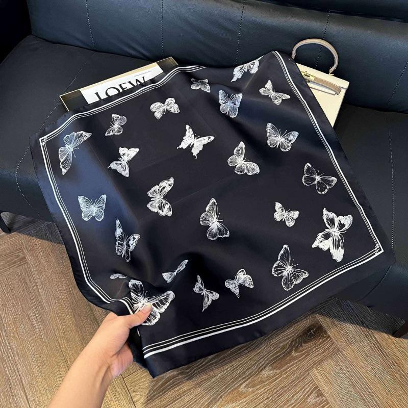 New 71 * 71cm Korean version small square scarf women's silk scarf spring and summer thin sunscreen scarf neck protection tied bag headband scarf