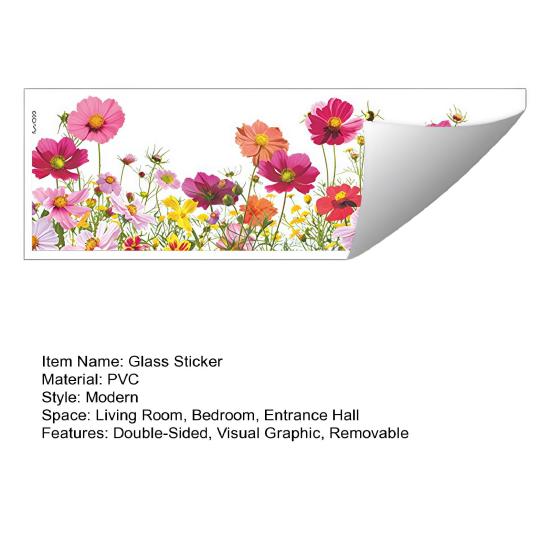 Glass Sticker Double Sided Visual Graphic Removable Waterproof Flower Wall Stickers Decorative Wall Sticker Windows Decoration